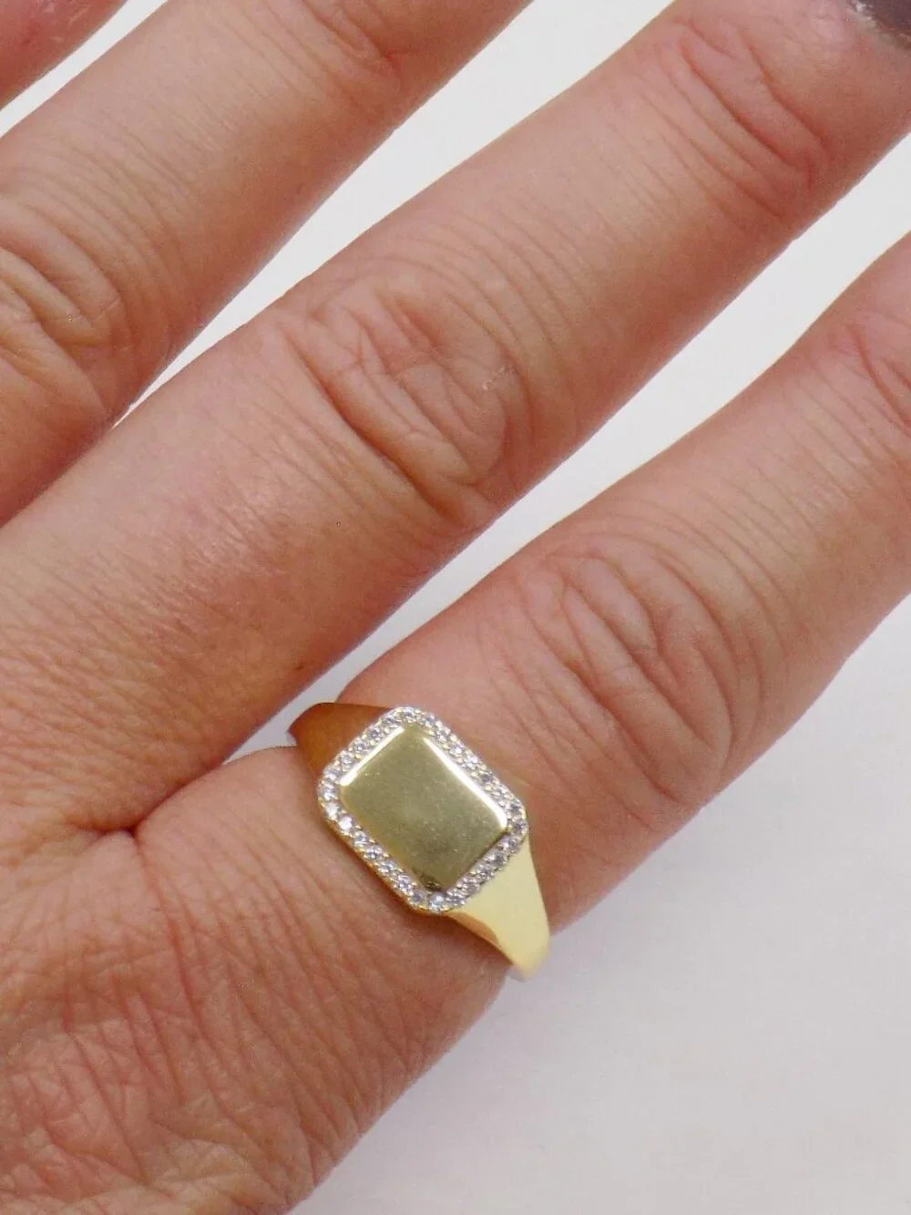 new! sz 8 gold plated over 925 sterling signet ring everyday ring
